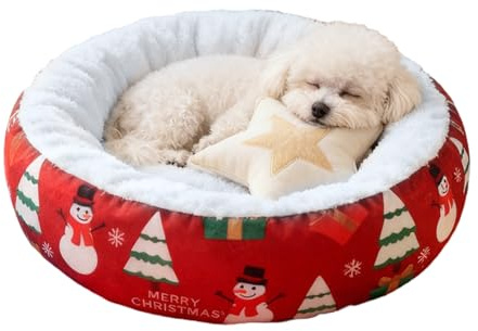 Kixolazr Weihnachts Katzenbett Weihnachten Runde Beruhigende Bequeme Sofa