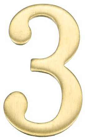 sourcing map Numeri civici per esterni, 4,6 cm, autoadesivi in ottone, decorazione per cassetta postale per appartamento, ufficio, camera d'albergo, cartelli per porte (numero 3)