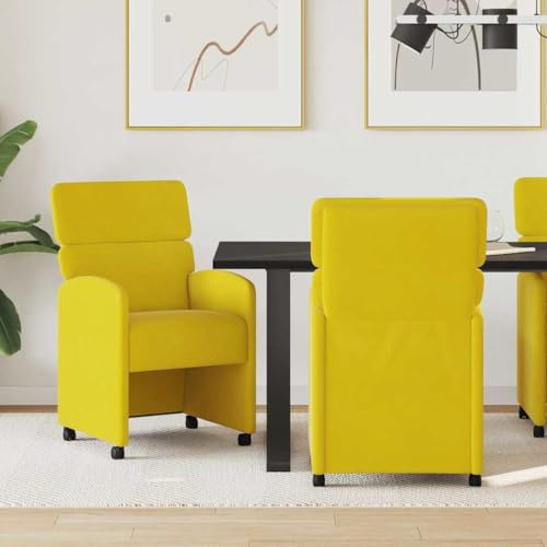 Hoopleep Esszimmerstühle mit Rollen, 2er-Set Gelb, 58x65x98 cm, Samtbezug, modern, ergonomisch, für Küche und Esszimmer