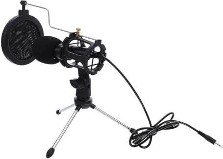 YOSADIER Microphone 3,5 Mm pour PC et Ordinateur Portable, Microphone de Jeu et Podcast Pied Trépied Réglable, Micro Condensateur Filtre Anti-Bruit pour Streaming et Enregistrement Vidéo