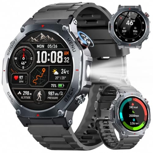 Jugeman Smart Watch for Men, 1.43 AMOLED Military Smart Watch Make Calls
