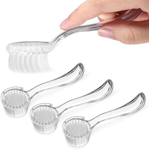 JEWEDECO Nail Cleaning Brush Set and Dense Plastic Bristles with Long Handle 3pcs Heavy Duty Fingernail Scrubber Brushes for Household Use for Manicure and Pedicure