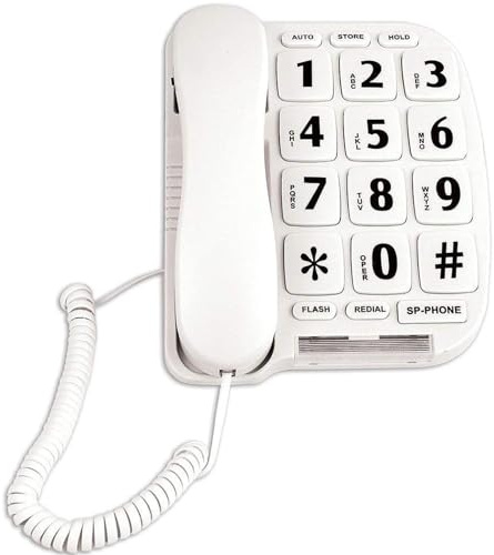 JeKaVis JF11W Big Button Phone for Seniors Home Phone Corded Landline Phone for Elderly Amplified Telephone for Hearing Impaired Aid Telephones with Loud Speakerphone Desktop Telephone