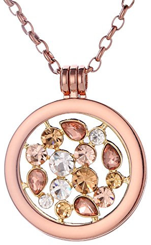 Morella Damen Halskette Rosegold 70 cm Edelstahl und Anhänger mit Coin Tropfen 33 mm im Schmuckbeutel