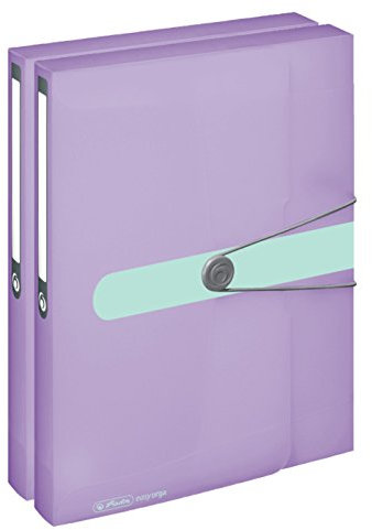 Herlitz Sammelbox, A4, PP-Folie, Gummizug mit Verschlussknopf, Pastell transparent (Flieder / 2er Pack)