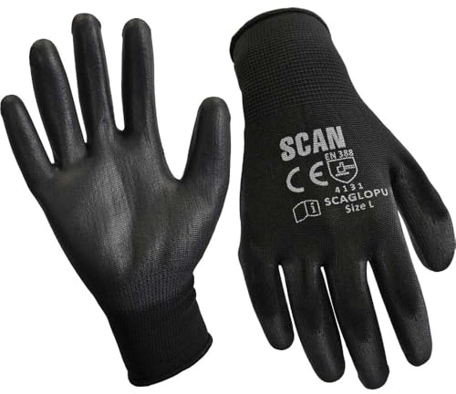 Black PU Coated Gloves - Extra Large (Size 10) (Pack 240)