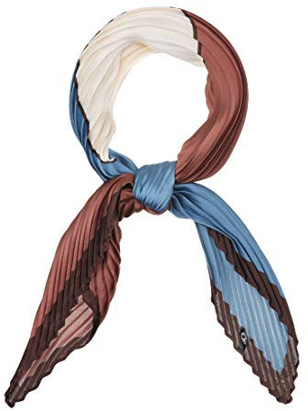 Allegra K Pleated Contrast Color Block Rhombus Neck Scarf Neckerchief Bandana for Women Caramel