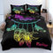 Chanyuan Traumfänger Bunt Feder Muster Bettbezug 135x200 cm, 2 Teilig Schwarz Bettwäsche Set Mädchenbettwäsche Kinderbettwäsche Weich Mikrofaser Exotisch Boho Stil mit Reißverschluss