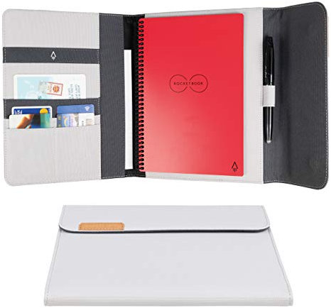 Rocketbook Capsule 2.0 Schreibmappe für Core, Panda und Fusion Digitales Notizbuch - Executive, Grau - Wiederverwendbarer Notizblock Konferenzmappe - Organizer Mappe mit Magnetverschluss