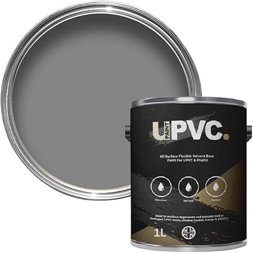upaintpvc - All-In-Once UPVC Plastic Paint - Windows - Doors - Frames - Conservatories - Fascia - Downpipes - Guttering | Semi Matt Sheen Finish - 1 Litre (Dusty Grey Ral 7037)