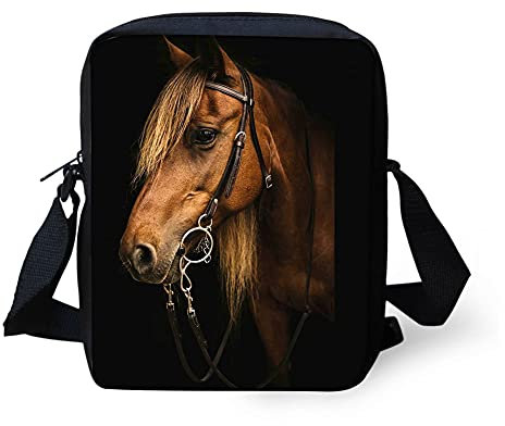 Binienty Kleine Umhängetasche für Damen und Mädchen, leichte Kuriertaschen mit verstellbarem Schultergurt, Braunes Pferd, Einheitsgröße
