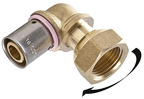 Raccord coudé avec écrou libre à sertir laiton F 15 x 21 pour tube en per