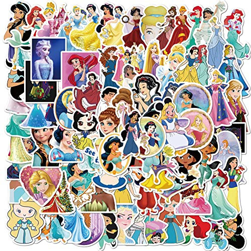 100Pcs Adesivi Principessa, Adesivo Principessa Cartoon Decorazione della Stanza dei Bambini Camera Notebook Album Skate Bike Valigia Sticker (Princess)