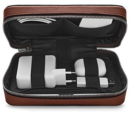 Woolnut Tech-Organizer aus Leder für Apple Zubehör - Cognac Braun