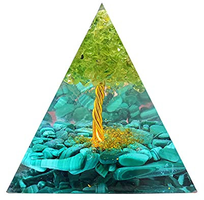 VNSTKWW Orgonite Pyramide, Chakra Ornement Cristal Améthyste Cristal,Reiki Guérison Boule de Cristal Pyramide Obsidienne Cristal Ornement pour Décoration Maison 60mm