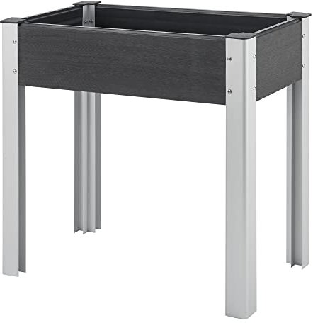 [en.casa] Hochbeet Beverwijk für Garten Aluminium Blumenkasten aus WPC außen 75 x 40 x 75 cm wetterfest Kräuterbeet rechteckig Gemüsebeet Dunkelgrau