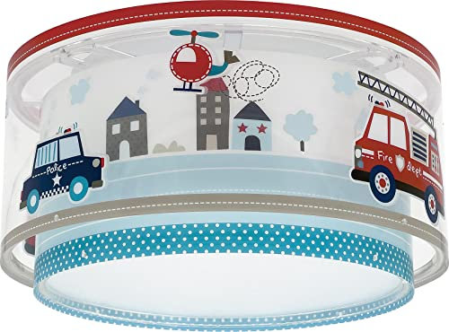 Dalber Deckenlampe kinderzimmer, Deckenleuchte für Kinder Polizei Autos Police, 60616N, E27