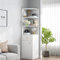 mosegor Corner Bookcase White Wooden Corner Storage Cabinet White 3-Tier Corner Shelving Unit with Drawers and Cabinet for Home Living Room Bedroom Office Bathroom 150 x 30 x 30 cm (H x L x W)