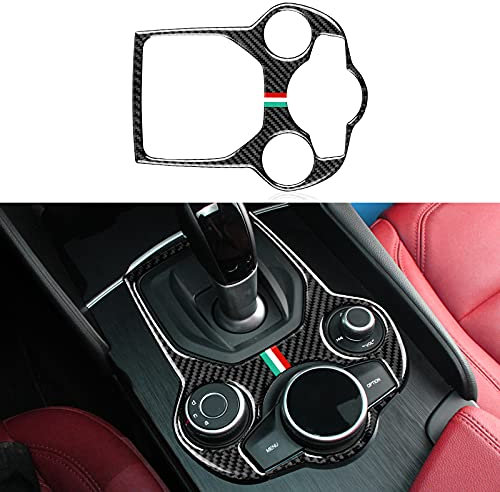 OYDDL Auto Schalterhebel Cover Kohlefaser Trim Schalthebel Aufkleber Kompatibel mit Alfa Romeo Giulia (2016-2019) / Stelvio (2017-2019) Zubehör