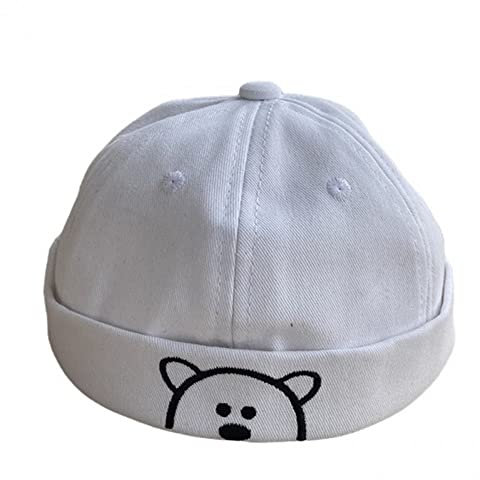 Kinder Docker Cap Atmungsaktive Baumwolle Beanie Hüte Cartoon Bär Embrodie Brimless Hut Solid Spring Landlord Sailor Cap