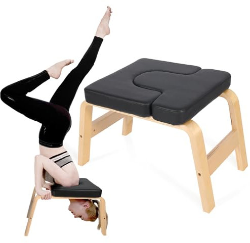 REDCAMP Yoga kopfstandhocker, Yoga Inversion Bank mit Holzrahmen und PU Pads, Entlasten Müdigkeit Balance Training, Loading 330Lbs, Schwarz