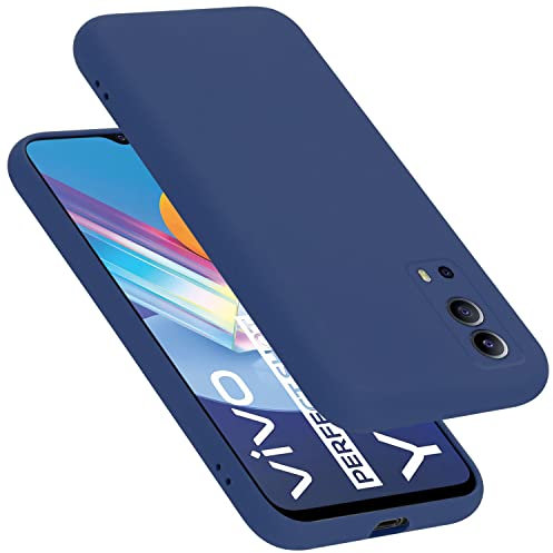 Cadorabo Hülle kompatibel mit Vivo Y52 5G / Y72 5G Hülle Silikon Handyhülle für Y52 5G / Y72 5G Case aus flüssigem Silikon- Kratzfeste und stoßfeste dünne TPU Schutzhülle - Liquid BLAU