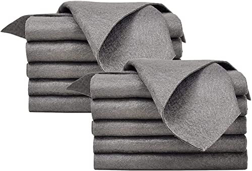 UNKCEST 12er Pack Verdicktes Magisches Reinigungstuch Grau, 30 × 40 cm Mikrofasertücher, Reinigungstücher Lappen Putztücher Streifenfrei & Fusselfrei für Haushalt, Küche,Auto Glas