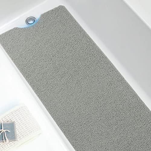 7VSTOHS Luffa-Duschmatte, Rutschfeste Anti-Schimmel Duschmatte, PVC Badematte, Extra Lange Waschbare Badewannenmatte mit Abflussloch, Rechteckige Badematte für Innen Außen, Schnell Trocken, 40*100cm