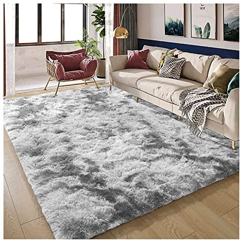 Bibykivn Alfombra Salon Pelo Largo Lavables, 80x160 cm Shaggy Alfombras Dormitorio Modernas, Tapete Antideslizante Comedor Alfombra Grande para Interiores Estar Habitación (80x160 cm, Gris Claro)