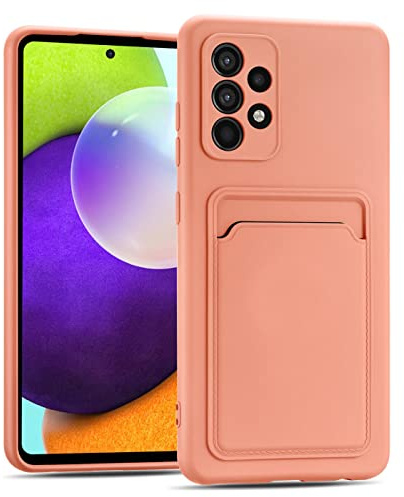 CoolGadget Handyhülle mit Kartenfach für Samsung Galaxy A53 5G Rosa | Silikon Case mit Kartenhalter auf der Rückseite, stoßfest, erhöhter Kameraschutz, dünn