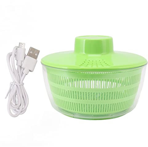 ANKROYU Escurridor De Ensalada De Frutas, Girador De Ensalada Eléctrico, Girador De Ensalada Automático Grande Con Recipiente De Drenaje, Secador De Frutas Y Verduras Con Tapa Y Mango Giratorio