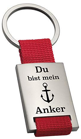 Geschenke 24 | Schlüsselanhänger personalisiert Du bist mein Anker (Rot - VS) | Liebesgeschenk | maritime Geschenkidee | Valentinstagsgeschenk mit Gravur | kleine Aufmerksamkeit