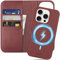 SHIELDON Hülle für iPhone 15 Pro, 2 IN 1 Case [Echtleder] [Abnehmbar] [kabelloses Aufladen] [RFID Blocker] [Kartenfach] [Ständer] [Magneticsch] Ledertasche Kompatibel mit iPhone 15 Pro 6,1 - Weinrot