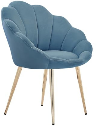 BAÏTA Sessel Koralle aus blauem Samt mit goldfarbenem Untergestell, Blau