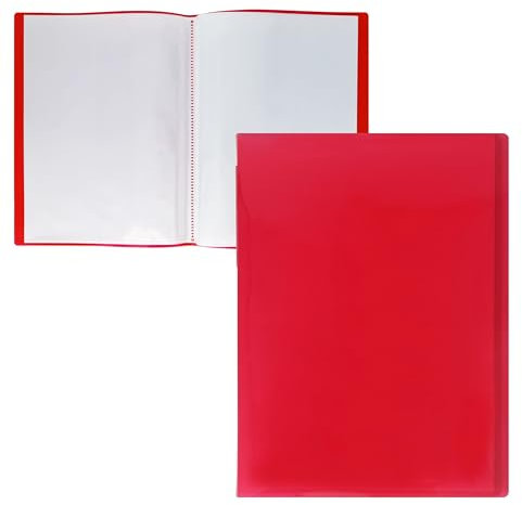 Raylu Paper - Porte-Vues à Pochettes Transparente, Porte-Documents pour Papiers Administratifs, Dessins, Partitions ou Cours, pour l'École, le Bureau ou la Maison (A4, 30 Pochettes, Rouge)