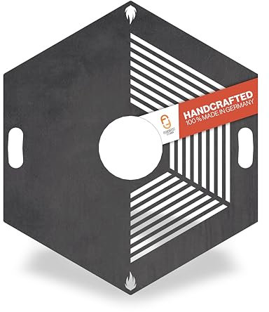 Feuerfest 123 Grillplatte eckig I Ø 98cm I Feuerplatte aus Feinkorn-Stahl I Massive Plancha-Platte mit 4mm Stärke I Grillaufsatz für Feuerschale, Feuertonne, BBQ-Grilltonne & Kugelgrill