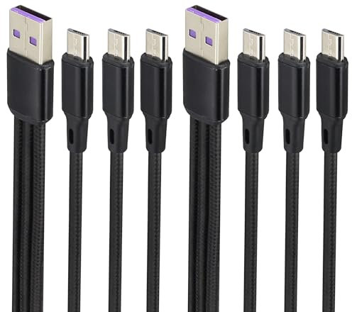 AAOTOKK 4Pied/2Packs 3 en 1 2A USB 2.0 A Mâle à Trois Micro USB Mâle y Split pour Smartphones et Tout Périphérique Alimenté par Micro USB(Noir-3 Micro)
