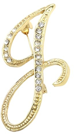 Anfangsbuchstabe Brosche - Goldbuchstaben Broschen | Buchstaben Broschen Initialen Ornamente Strass Initial Brosche Schmuck mit Anstecknadeln für Frauen Soydan