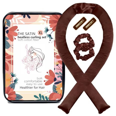 Satin Heatless Curling Set XL - Lockenwickler für Heatless Locken | Heatless Hair Curlers über Nacht Locken | Lockenwickler zum Schlafen | Heatless Curling Rod Stirnband | Jumbo Heatless Hair Curler