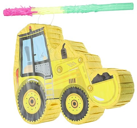 STOBAZA Bagger-Pinata, Partyrequisite, Bau-Pinata, Zugschnur, Mini, Handgeschöpft, Papier, Spiel, Kind, Geburtstag, Fiesta