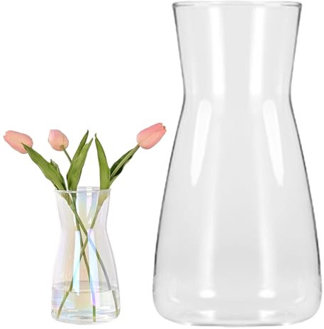 WIYETY Jarrón de Cristal Transparente: Jarrones Pequeños de Cristal, Florero de Cristal, Jarrón de Flores de Cristal, Jarrones de Mesa, Sencillo y Elegante Jarrones para Tulipanes, Orquídeas, Rosas