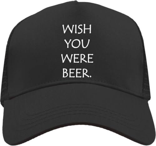 Functon+ Wish You were Beer Mesh Back Trucker Cap Adjustable Snapback Hat Black, Schwarz , Einheitsgröße