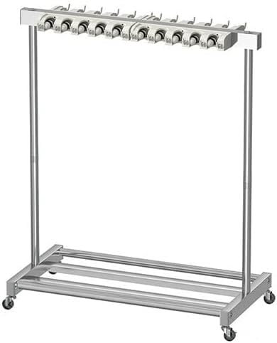 Broom and mop Holder, Gardening Tool Storage Rack, Stainless Steel Movable Floor Mop Broom Stand, for Garden Garage Organizer Kitchen (Color : Silver, Size : 97x50x122cm)