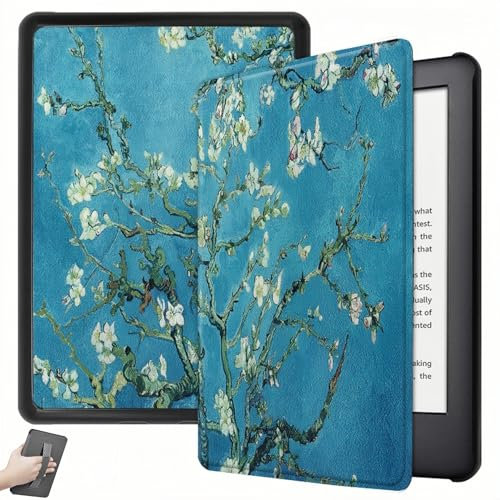 Étui pour Kindle Paperwhite 11e Génération 2021 & Signature Edition Léger, avec Fonction Auto Sleep/Wake Et Sangle De Maintien, Non Compatible avec d'autres Liseuses Électroniques (Fleurs d'abricot)