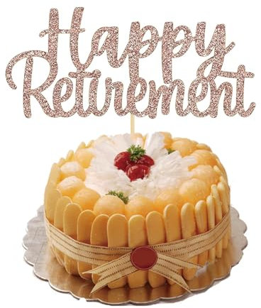 Happy Retirement Cake Topper,Rose Gold Glitter Retirement Cupcake Toppers Cake Decorations Retired Cake Picks for Celebrating Retired Party Decorations Party Supplies