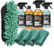 TRAVORA Premium Camper & Caravan Reinigungsset - 6-teiliges Reinigungsset inkl. Bio-Außenreiniger Konzentrat, Insektenentferner, Glasreiniger, Acrylglas Reiniger, Schwamm, 3X Microfasertuch