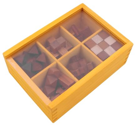 POFET 6 Pcs Jigsaw Puzzle, Wooden Jigsaw Puzzle, Kongming Lock Luban Lock, Wooden T-oy Thinking Game for Adults, Father, Brain Teaser
