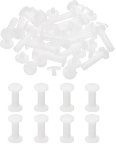 PATIKIL 20 Sets 22mm Chicago Schrauben 5,5mm OD Weiß für Ledergürtel | Kunststoff Chicago Schrauben Schlitzkopf Bindungspfosten, Schrauben Bolzen Leder Nieten Befestigungen Verbinder