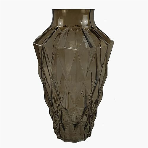 Botanik Premium Luxury Glass Vase, 30cm Brown Geometric