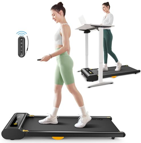 UREVO Geräuscharme Stoßdämpfend Walking pad, Kompaktes 6 km/h Laufband für zuhause mit Fernbedienung und LED-Anzeige, Keine Montage Erforderlich Laufband Schreibtisch für Zuhause/Büro